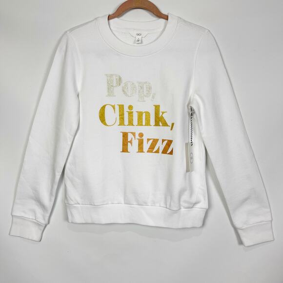 1901 Pop Clink Fizz Sweatshirt White Small NWT Holiday Champagne New Years - Picture 8 of 10